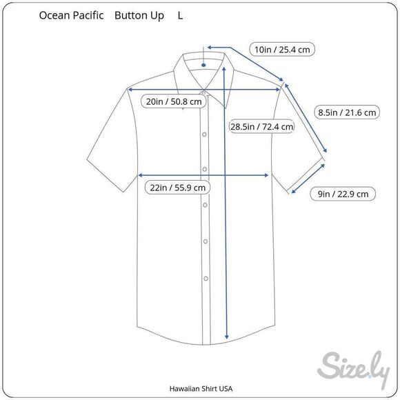 Ocean Pacific VTG USA Blue Hawaiian‎ Shirt Men’s L EUC - Picture 8 of 8